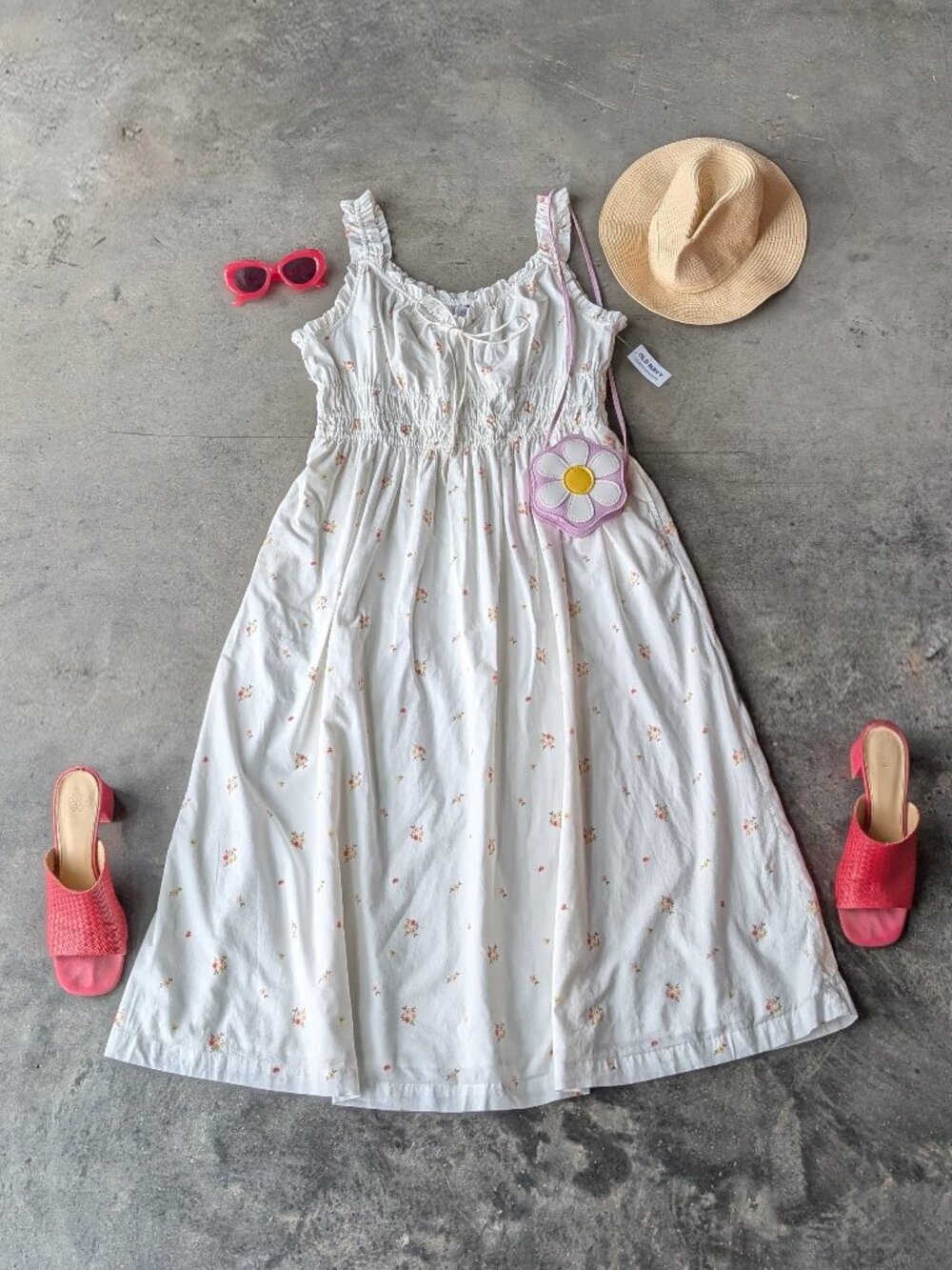 Old Navy Fit and Flare Sleeveless Midi Dress in Multifloral large NWT